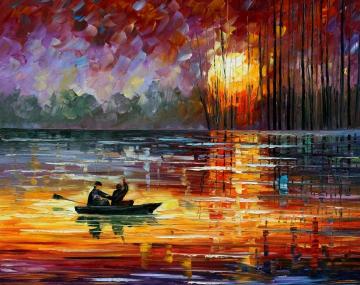 Night fishing Artwork by Leonid Afremov