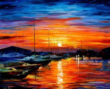 Sicily - harbor of syracuse Artwork by Leonid Afremov