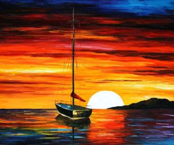 Sunset By The Hill Artwork by Leonid Afremov