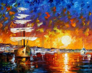 The sunset sailer Artwork by Leonid Afremov