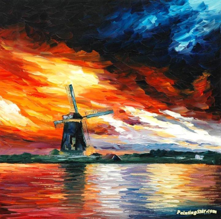 Windmill, Holland Artwork by Leonid Afremov