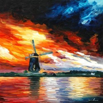 Windmill, Holland Artwork by Leonid Afremov