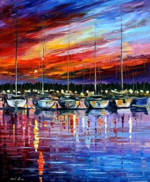 Yacht club Artwork by Leonid Afremov