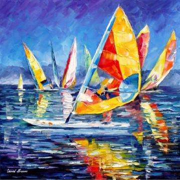 Yellow yacht Artwork by Leonid Afremov