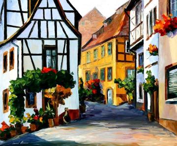 Germany - town on the hill Artwork by Leonid Afremov