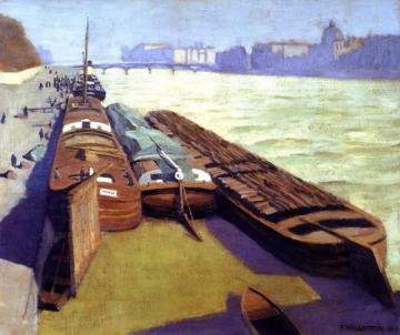 Barges, Banks Of The Seine Artwork by Felix Vallotton