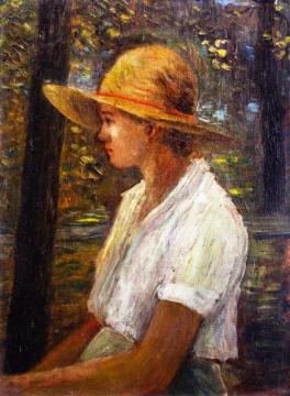Young Girl/straw Hat Artwork by George Van Millett