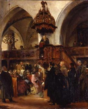 Preaching At The Altar Of The Kloster Church In Berlin Artwork by Adolph von Menzel