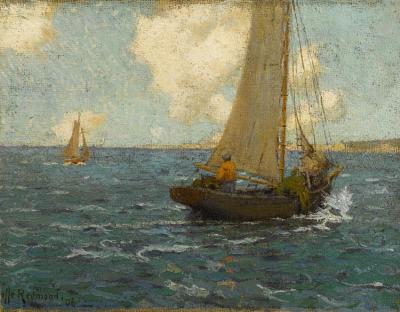 Sailboats On Calm Seas, 1906 Artwork by Granville Redmond