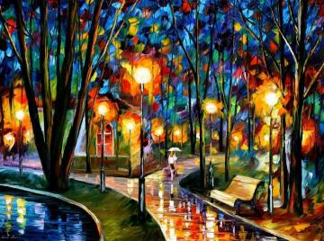 Park By The Lake Artwork by Leonid Afremov