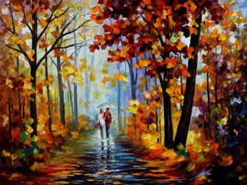 Rain in the woods Artwork by Leonid Afremov