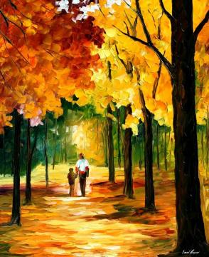 Stroll in the forest Artwork by Leonid Afremov