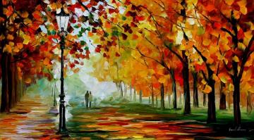 The Season Of Orange Leafs Artwork by Leonid Afremov