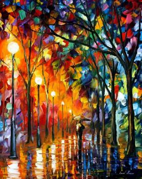 The stroll under the rain Artwork by Leonid Afremov