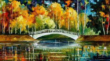 White bridge Artwork by Leonid Afremov