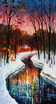 Winter Stream Artwork by Leonid Afremov