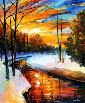 Winter sunset Artwork by Leonid Afremov
