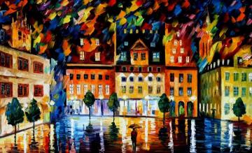 In the old city Artwork by Leonid Afremov