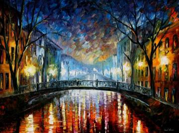 Misty Bridge St. Petersburg Artwork by Leonid Afremov