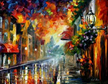 Misty city mood Artwork by Leonid Afremov