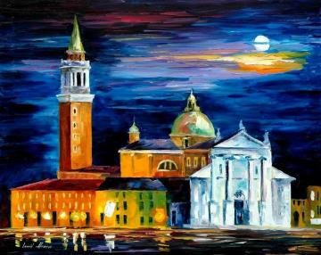 Moon above venice Artwork by Leonid Afremov