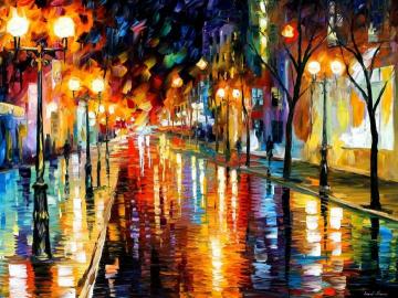Night Perspective Artwork by Leonid Afremov