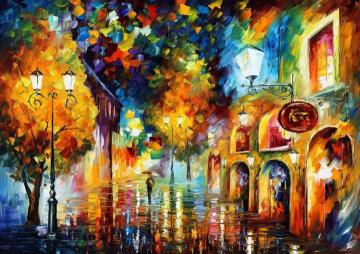 Night street Artwork by Leonid Afremov