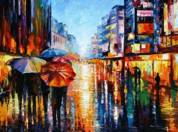 Night umbrellas Artwork by Leonid Afremov