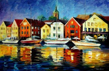 Northern harbor Artwork by Leonid Afremov