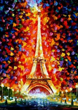 Paris Eifel Tower Lighted Artwork by Leonid Afremov