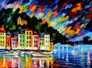 Portofino harbour - italy Artwork by Leonid Afremov