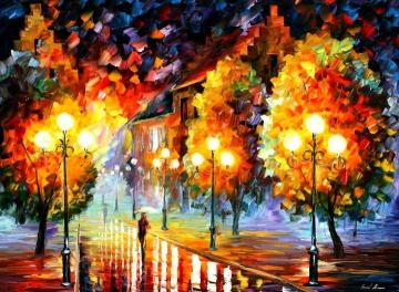 Rain In The Night City Artwork by Leonid Afremov