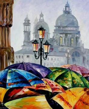 Rainy day in venice Artwork by Leonid Afremov