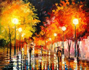 Rainy night Artwork by Leonid Afremov