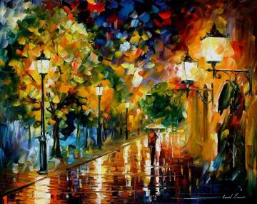 Rainy romance Artwork by Leonid Afremov