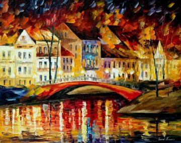 Red bridge Artwork by Leonid Afremov