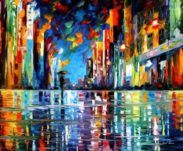 Reflections of the blue rain Artwork by Leonid Afremov