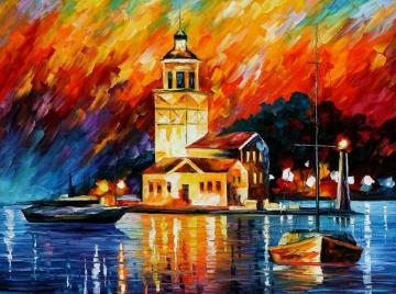 Romantic harbor Artwork by Leonid Afremov