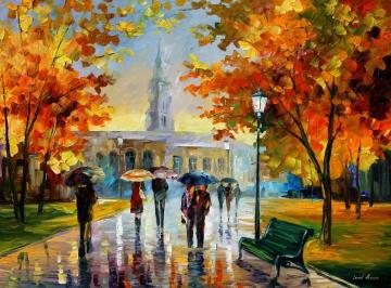 Stroll in an october park Artwork by Leonid Afremov
