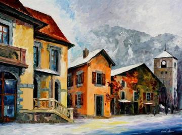 Switzerland - town in the alps Artwork by Leonid Afremov
