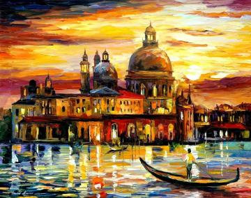 The golden skies of venice Artwork by Leonid Afremov