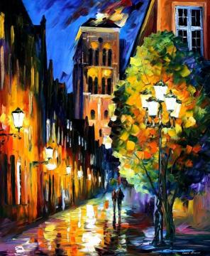 The lights of the old town Artwork by Leonid Afremov