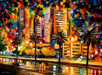 The night lights of miami Artwork by Leonid Afremov
