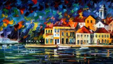 Town marina Artwork by Leonid Afremov