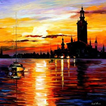 Town on horizon Artwork by Leonid Afremov