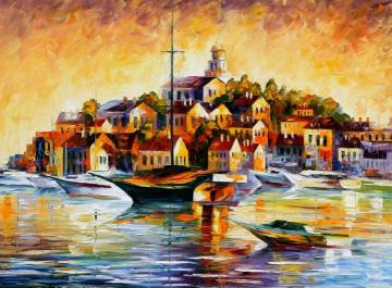 Town on the hill Artwork by Leonid Afremov