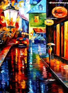 Trapped inside blue rain Artwork by Leonid Afremov