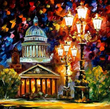 Twinkling of the night st. petersburg Artwork by Leonid Afremov