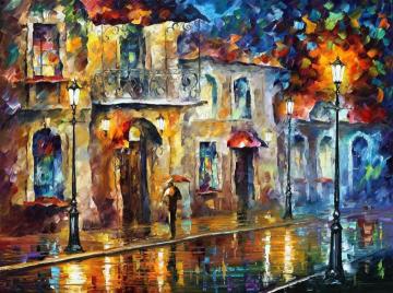 Under umbrella Artwork by Leonid Afremov