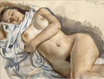 Sleeping Nude Artwork by Zinaida Serebriakova